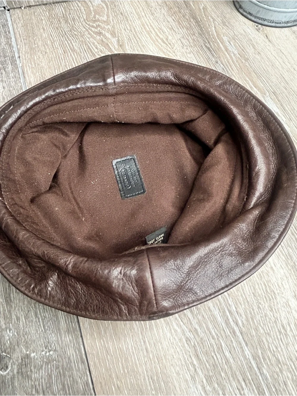 Vintage Coach Leather Bucket Hat Black with Brown Accent Band